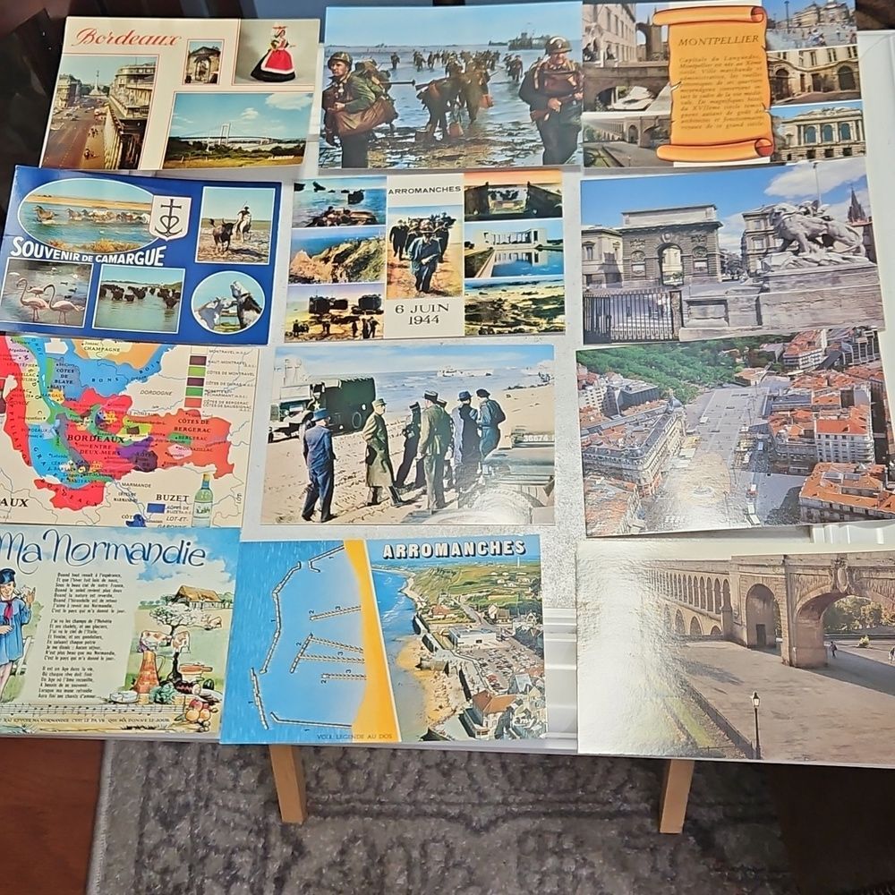 Collection of Vintage European Postcards - Bordeaux, Montpellier, Arromances